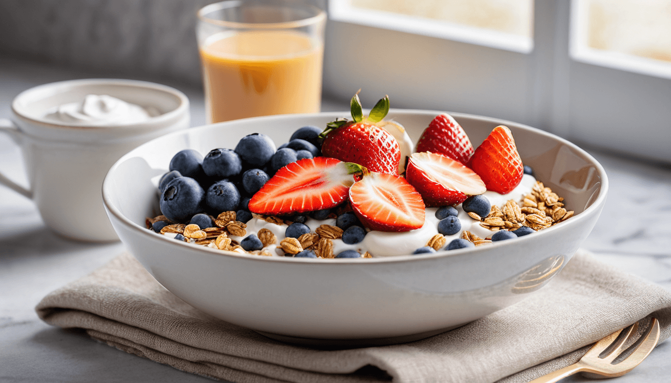 Greek yogurt protein bowl with berries, nuts, and seeds for GLP-1 users