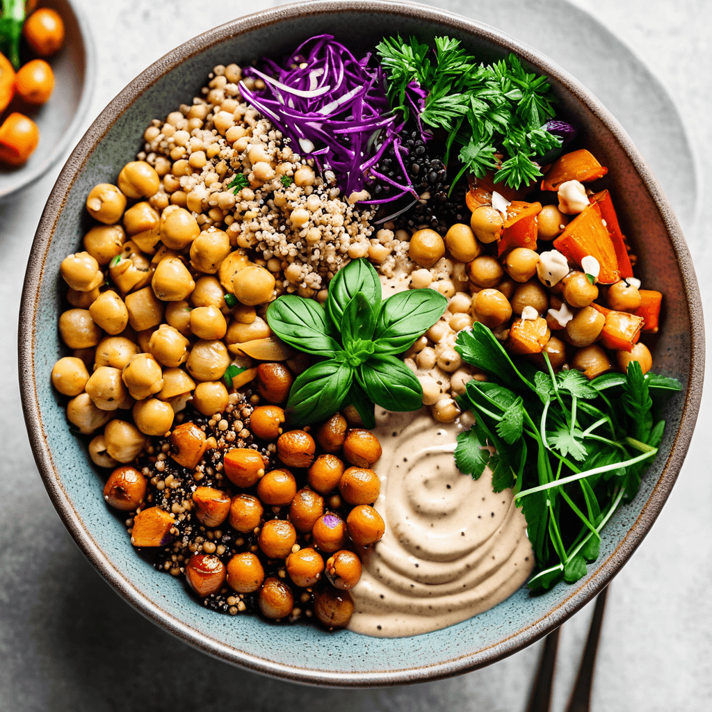 Fresh colorful vegan meal bowl with quinoa, vegetables and plant-based proteins