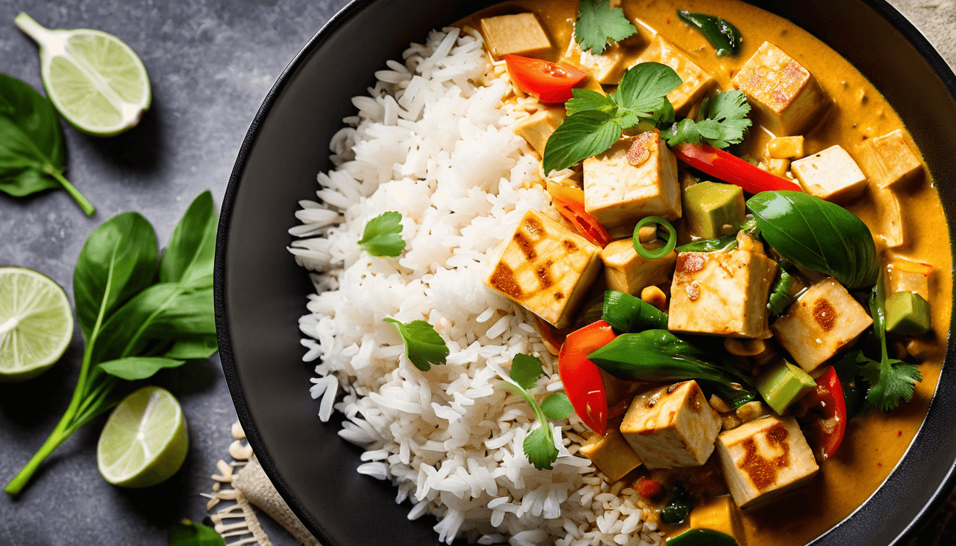 Colorful bell peppers stuffed with black beans and vegetables on plate